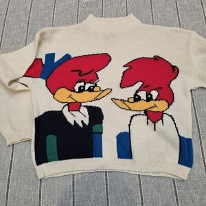 RARE Vtg 70s Walter Lantz WOODY WOODPECKER Turtleneck Sweater Medium